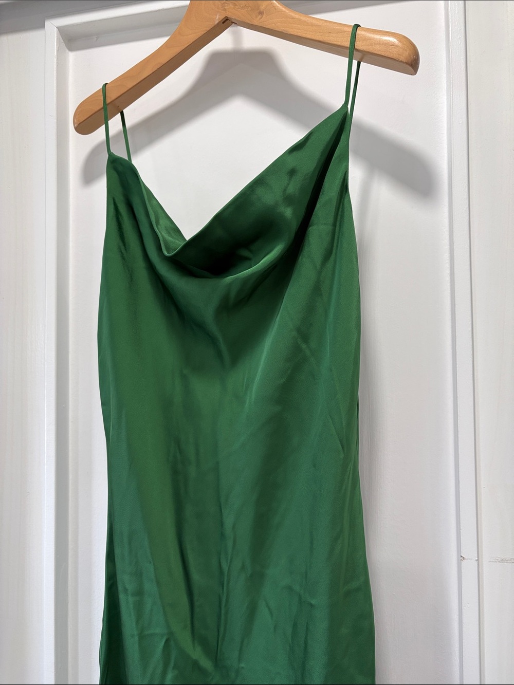 Ann Taylor Green Silky Cowl Neck Maxi Slip Dress Size 8 - Picture 2 of 8